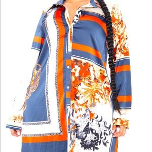 Fashion Nova Keep it Classified Satin Shirt Dress